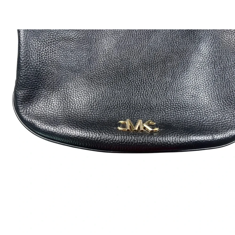 Michael‎ Kors Black Pebbled Leather Hobo Shoulder Bag Gold Hardware
